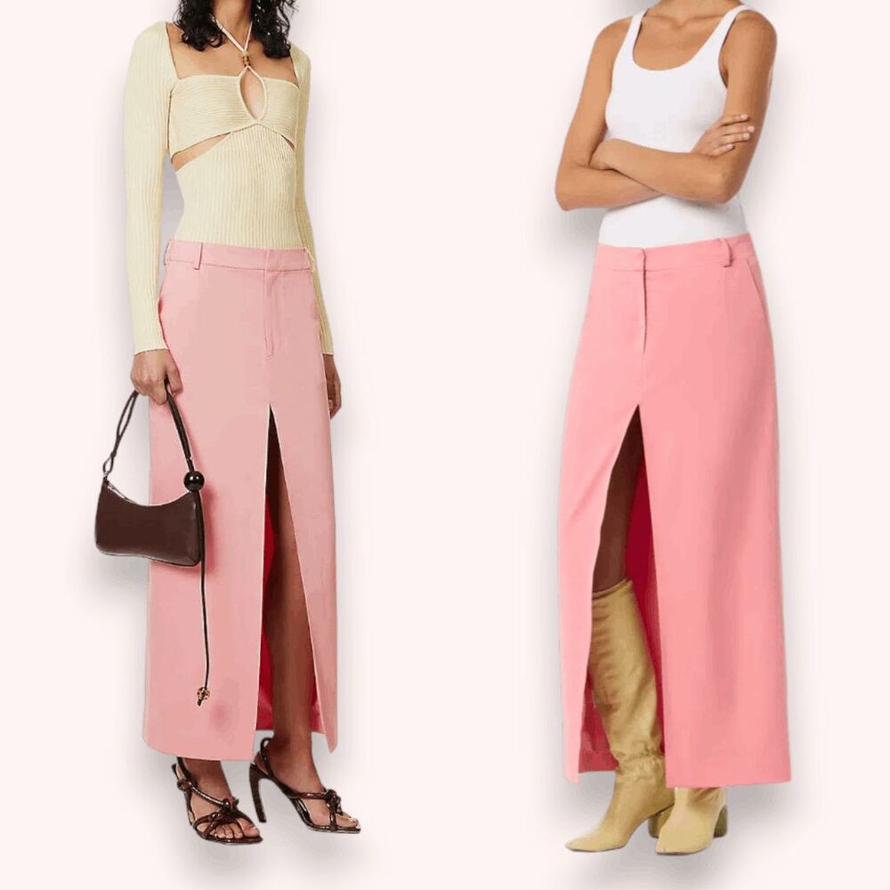 SIR the label Giacomo Front Split Skirt Pink Size XL 4 X-Large Pockets Long